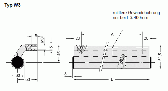 Leschhorn W3-33.310.11   Aluminium Winkelgriffe A 310,  natur eloxiert - Leschhorn Design W3 Winkelgriffle Aluminium