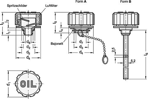 Ganter 663-70-BA39-A-2 ELESA BELÜFTUNGSDECKEL MIT FILTER - GN 663 Belueftungsdeckel - Kunststoff-Skizze