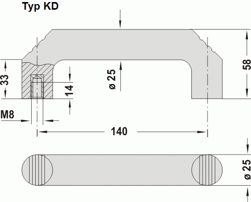 Leschhorn KD-25.140.84-MS Kunststoff Bügelgriffe A 140,  Duroplast FS 31 schwarz, Gewindebuchse Messing - Leschhorn KD Kunststoff Buegelgriffe