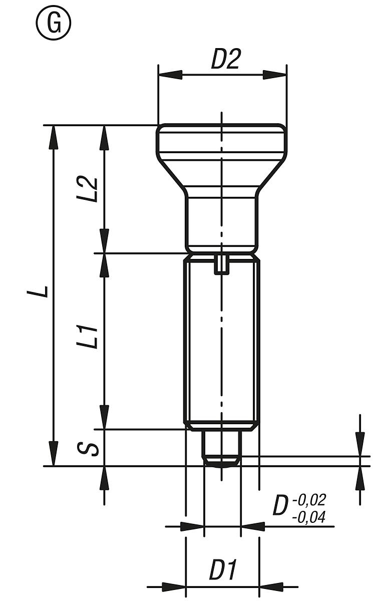 Norelem 03093-001516 ARRETIERBOLZEN GR.5 FORM G    EDELSTAHL, ARRETIERSTIFT GEH R - NLM 03093-G Arretierbolzen Edelstahl ohne Bund Form G - Massblatt