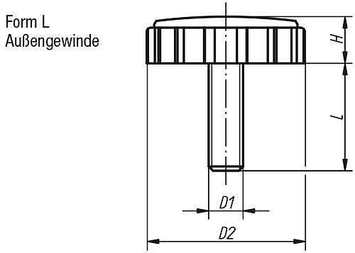 Kipp K0281.5706X15 ST DREHGRIFF, D2=57,4, M6X15 - KIPP K0281-AG Drehgriffe mit Aussengewinde