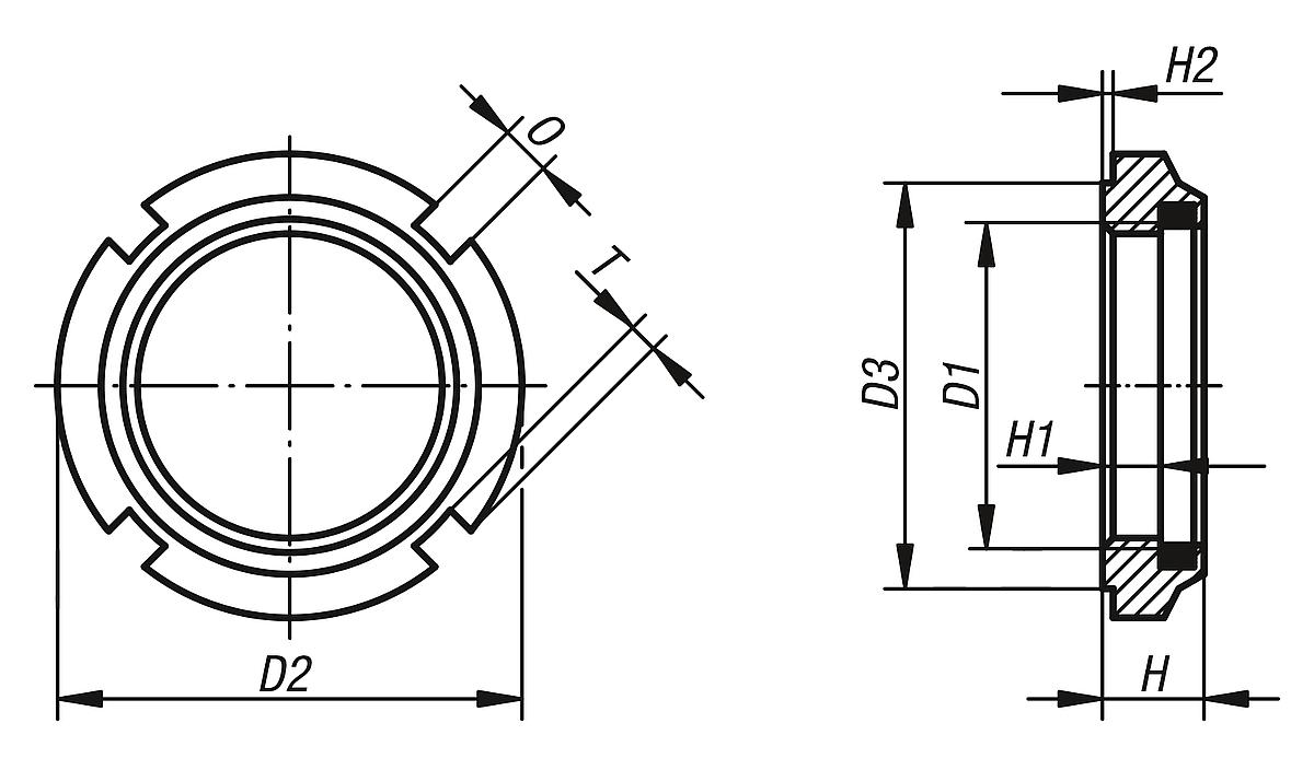 Norelem 07595-12 NUTMUTTER MIT ELASTIC STOPP, D1=M12X1,5 - NLM 07595 Nutmuttern mit Elastic Stopp - Massblatt