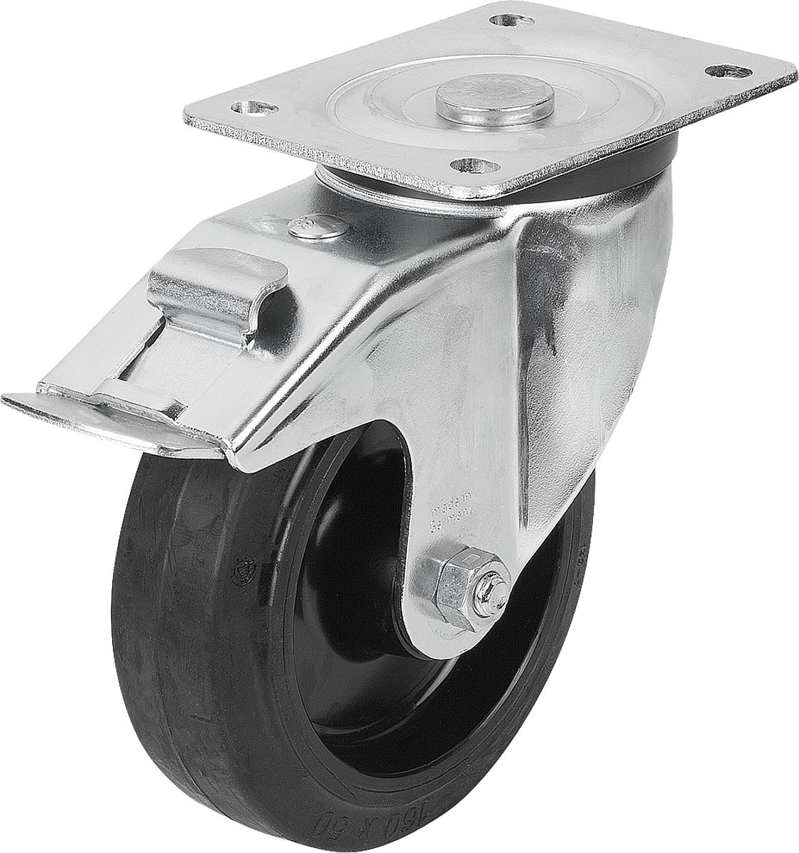 Norelem 95018-200502 LENKROLLE MIT FESTSTELLSYS STOP-FIX,, D=200, B=50, GUMMI, KOMP:STAHL - 95018-200502 LENKROLLE MIT FESTSTELLSYS STOP-FIX - D 200 - B 50 - GUMMI - KOMP STAHL