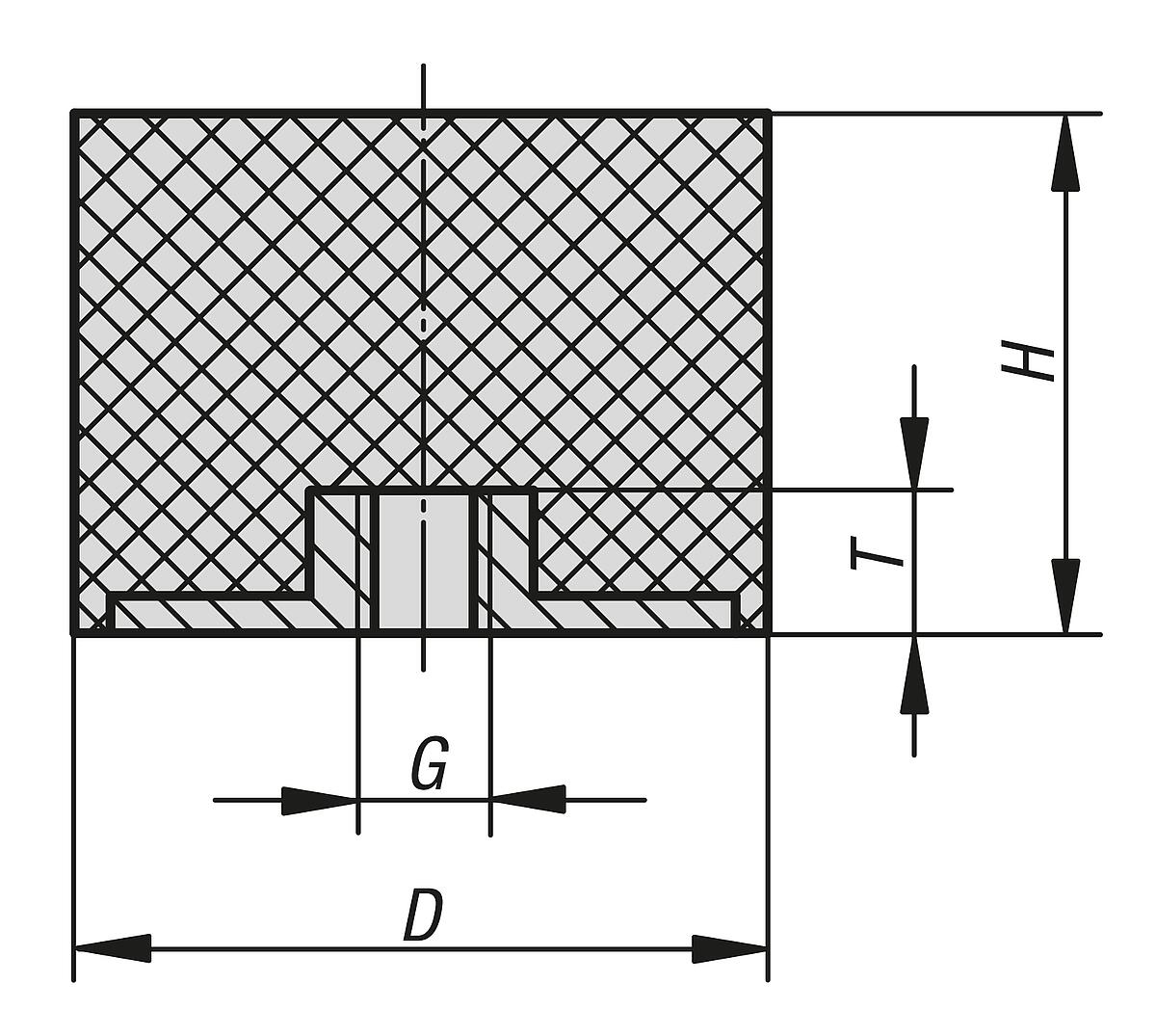 Norelem 26103-00800855 GUMMI METALL PUFFER TYP E D=8, H=8 - NLM 26103 Gummi Metall Puffer Typ E - Massblatt