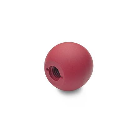 Ganter 319-KT-16-M4-C-RT KUGELKNOPF, THERMOPLAST, ROT - DIN-319-Kugelknoepfe-Kunststoff-rot-Kunststoff-RT-rot-mit-Gewinde-ohne-Buchse