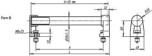 Kipp K0223.150303 ROHRGRIFF FORM B, A=150, NATURFARBEN ELOXIERT - KIPP K0223-B Rohrgriffe - Form B