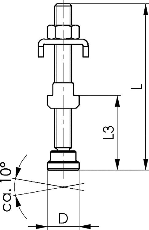 AMF 6891-1 Gelenk-Andrückschraube, Größe : 1, D: 12, L: 37, L3: 12-22 - LE 6891 Gelenk-Andrueckschraube -Skizze