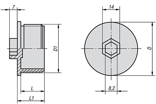 Kipp K0449.018 EINSCHRAUB SCHUTZSTOPFEN, D=16, D1=G 1/8 - KIPP K0449 Einschraub Schutzstopfen