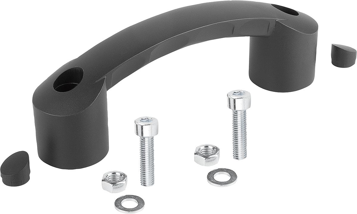 Kipp K0192.214008 BOGENGRIFF FORM B, A=140, M8X30, MIT ABDECKKAPPEN - K0192-214008 BOGENGRIFF FORM B - A 140 - M8X30 - MIT ABDECKKAPPEN