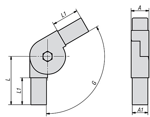 Kipp K0625.1251511 STECKVERBINDER, GELENK - KIPP K0625 Steckverbinder Gelenk