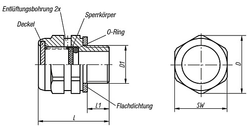 Kipp K0461.20014 MESSING ENTLÜFTUNGSSCHRAUBE, D=20, D1=G 1/4 - KIPP K0461 Messing Entlueftungsschrauben mit Ruecks