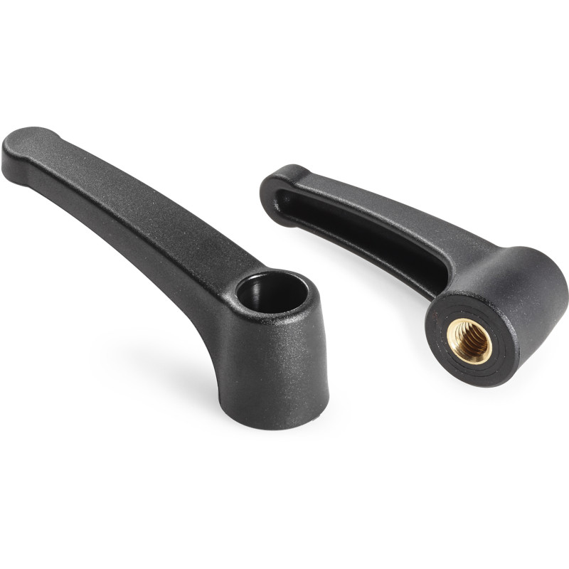 Leschhorn 02658.94-M12-SW Starre Kunststoff-Klemmhebel "EUROMODEL", R 94mm, Innengewinde M12, schwarzgrau, Messing-Gewindebuchse - LE 02658 Starre Kunststoff-Klemmhebel -EUROMODEL- - Abbildung