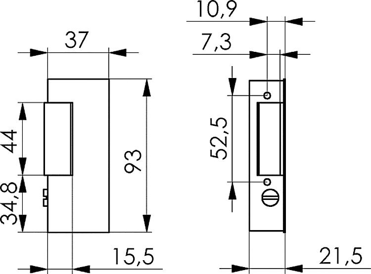 AMF 148-DIN R Elektrischer Türöffner (ET), Türrichtung: DIN R, Entriegelung: -, Arretierung: - - LE 148 R Elektrischer Tueroeffner - ET - Skizze
