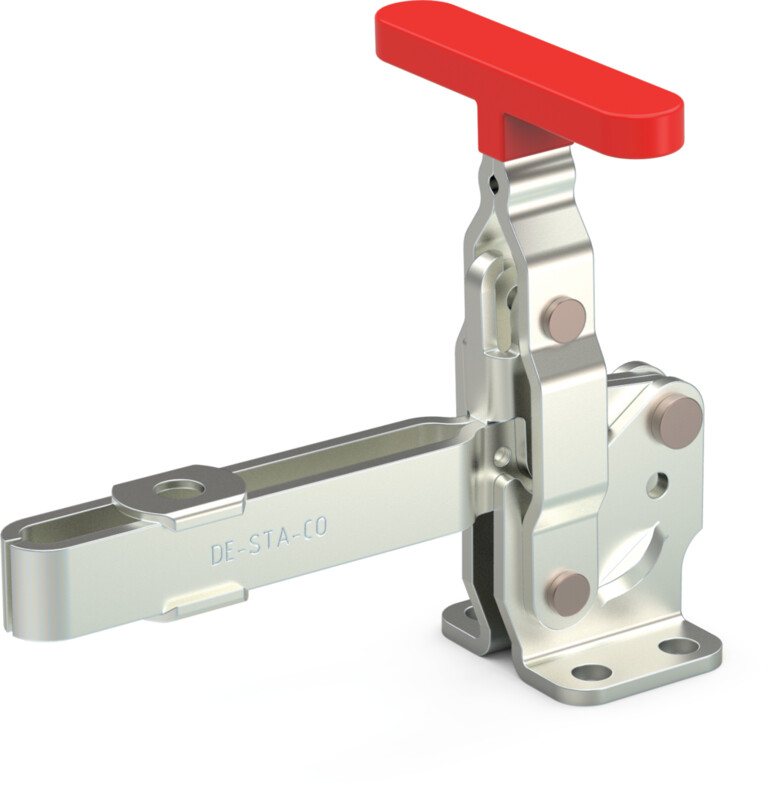 DESTACO 207-LBR Vertikal-Kniehebelspanner Haltekraft 1700 N - 2700 N, Öffnungswinkel 90° - 115° - DESTACO 207-TUL Vertikalspanner - U-Spannarm lang - Fuss abgewinkelt - T-Handgriff