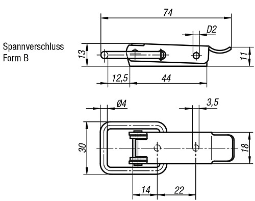 Kipp K0044.2350741 SPANNVERSCHLUSS MIT SPANNBÜGEL, FORM B, STAHL - KIPP K0044-SVB Spannverschluesse mit Spannbuegel For