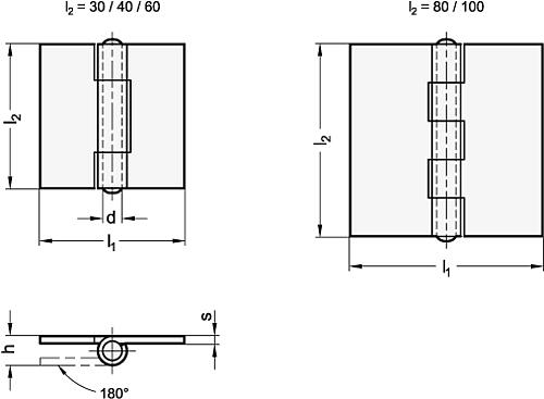 Ganter 1362-NI-100-100-A-BL Edelstahl Blechscharniere, zum Anschweißen - GN 1362 Edelstahl Blechscharniere - zum Anschweissen-Skizze