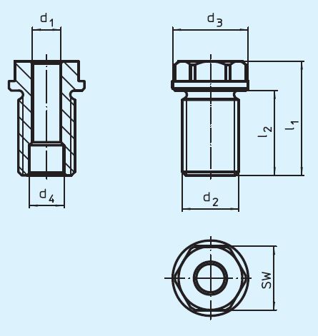 Halder 22350.0922 Aufnahmebuchse für Kugel tragbolzen Ø 12 x 25 / M 24 x 1.5, - EH 22350 Aufnahmebuchsen fuer Kugeltragbolzen