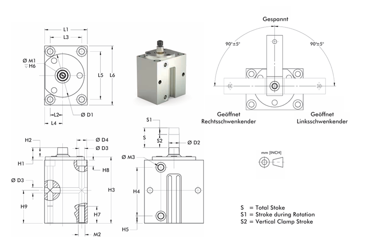 DESTACO 89B20-010-2L Schwenkspanner Blockversion - DESTACO 89B Schwenkspanner Blockversion-Massblatt