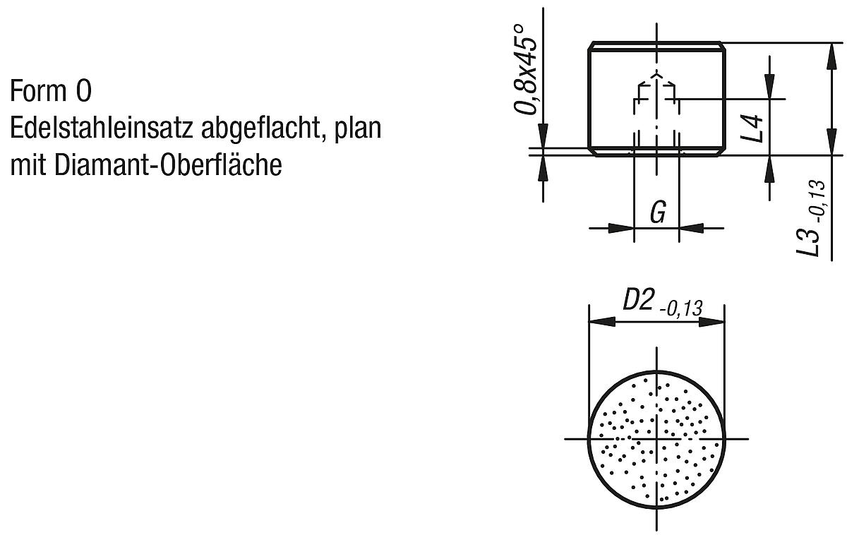Norelem 07113-12125 EINSATZ RUND FORM O D2=12, L3=12 - NLM 07113-O Einsaetze rund Form O - Massblatt