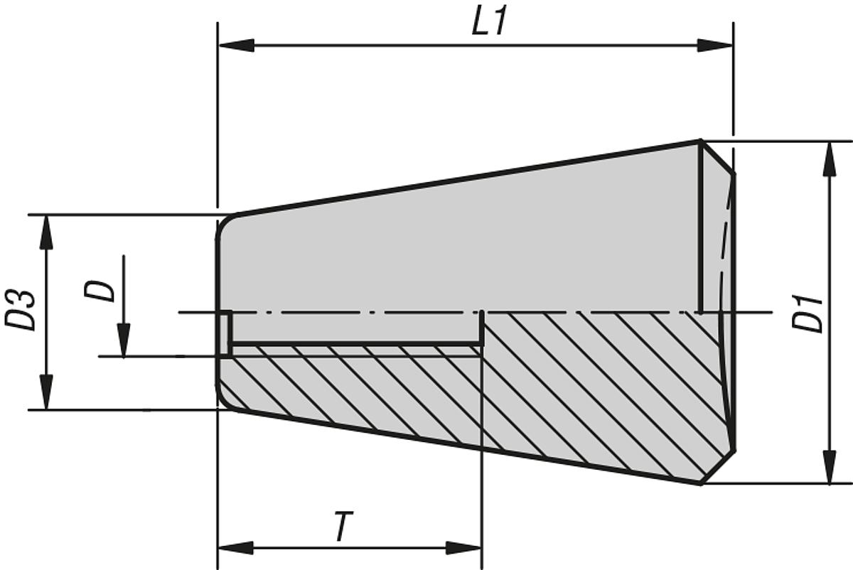 Norelem 06251-12 KONUSKNOPF FESTSTEHEND D=M12, D1=35, DUROPLAST SCHWARZ - NLM 06251 Konusknoepfe - Massblatt