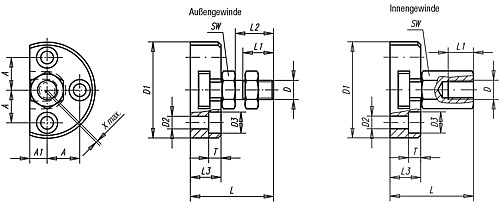 Norelem 23452-06 SCHNELLSTECKKUPPLUNG MIT RADIAL , VERSATZAUSGLEICH UND ANSCH - Norelem 23452 Schnellsteckkupplungen mit Radialversatzausgleich und Anschraubflansch