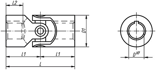 Norelem 23406-10048 WELLENGELENK EINFACH, OHNE NUT - Norelem 23406 Wellengelenke einfach mit Nadellager DIN 808
