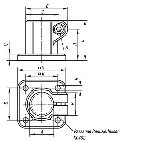 Kipp K0477.18 FUSSKLEMMSTÜCK THERMOPLAST, - KIPP K0477 Fussklemmstuecke - Kunststoff