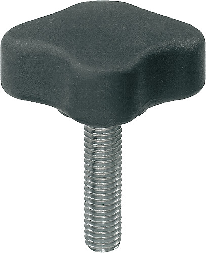 Kipp K0278.5006X20 ST VIERSTERNGRIFF FLACH, D3=50,8, M6X20 - KIPP K0278-AG Viersterngriffe flach mit Aussengewin