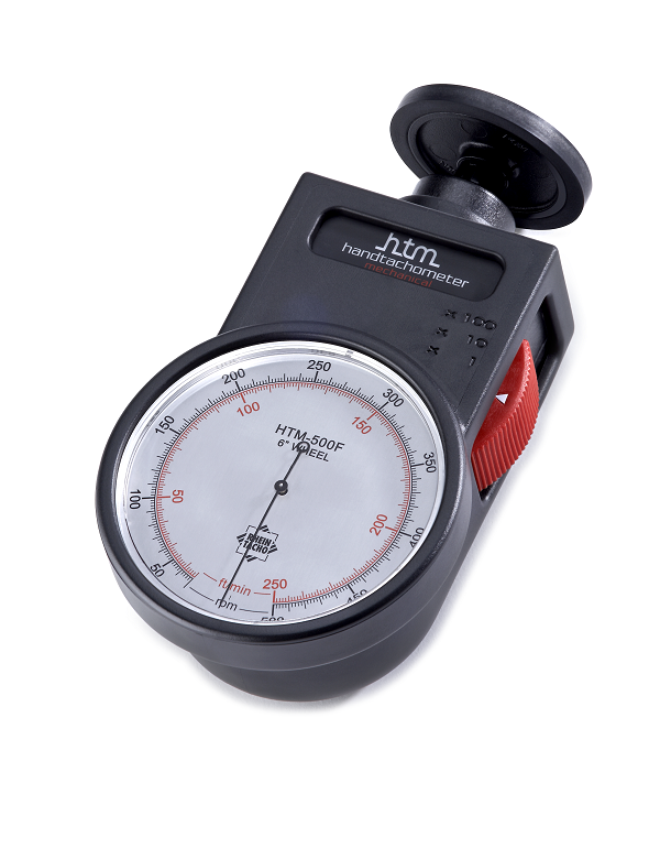 Leschhorn HTM-100 Mechanische Handtachometer mit 0,1m Messrad und Messbereich von 10-10.000 rpm, oder 1-1000 m/min - LE70053 mechanische HTM-Handtachometer Frontansicht