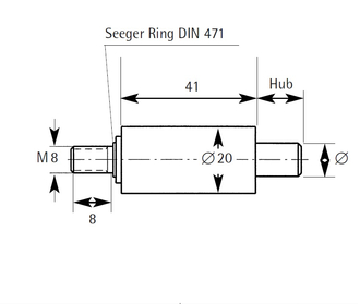 Leschhorn SK1214-M8 Rastbolzen mit Gewinde M8 am Zugbolzen (ohne Arretierung), BolzenØ 12mm, Hub = 14mm, - 10000-SK Rastbolzen mit Gewinde -TZ