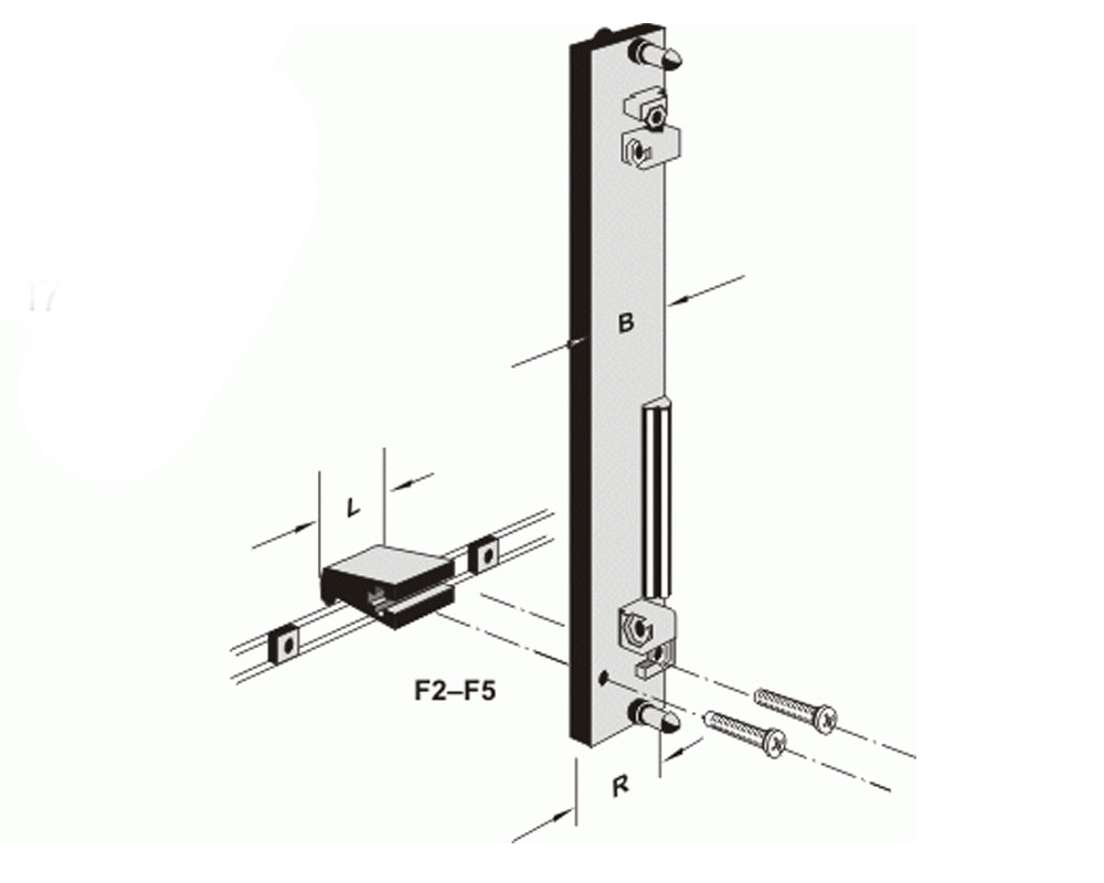 Leschhorn F4-42.212.04   Frontplatten Griffleisten für 19" Technik TE 24,  schwarz eloxiert - Zeichnung Montage Serie F-Frontplatten - Griffleisten