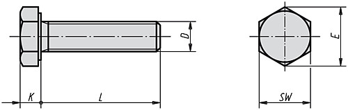 Kipp 933 M06X20 Sechskantschraube DIN 933 Festigkeitsklasse 8.8, schwarz,  D=M6, L=20 - KIPP K0871 Sechskantschrauben DIN 933