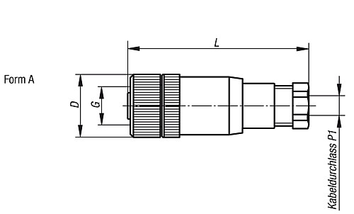 Norelem 20955-020 STECKVERBINDER FORM A, KONFEKTIONIERBAR MIT SCHRAUBANSCHLUSS - Norelem 20955-A Steckverbinder konfektionierbar mit Schraubanschluss Form A