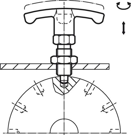 Halder 22110.0926 Rastbolzen kompakt mit Sechskantbund Ø 8 x 12 mit T-Griff, rostfreier Stahl - Rastbolzen kompakt Rastbolzen kompakt mit Sechskantbund Durchmesser 6 x 9 mit T-Griff - Stahl Stahl