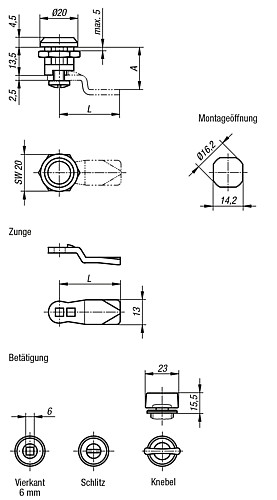Kipp K0518.16131 DREHRIEGEL KLEINE AUSFÜHRUNG - KIPP K0518 Drehriegel kleine Ausfuehrung