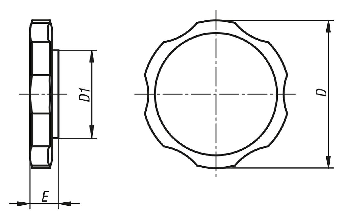 Norelem 06134-0605 STERNGRIFF GRAU, FÜR SCHRAUBEN MIT INNENSECHSKANT - NLM 06134 Sterngriffe fuer Schrauben  mit Innensechskant - Massblatt