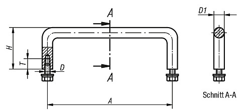 Kipp K0206.100 BÜGELGRIFF, A=100, D=8        EDELSTAHL, - KIPP K0206 Buegelgriffe Edelstahl