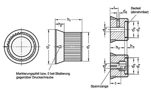 Ganter 726.2-27-B6-S-1 DREHKNOPF MIT SKALA - GN 726-2 Drehknoepfe - Aluminium - schwarz eloxiert-Abbildung