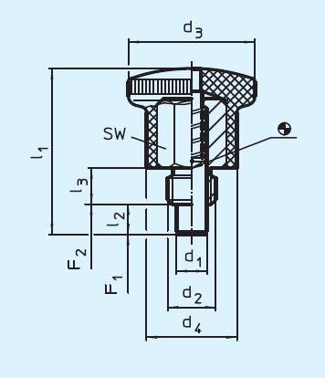 Halder 22110.0650 Rastbolzen Miniraster,StandardausführungØ 8 x M 16, mit Arretierung, Stahl - EH 22110 Rastbolzen Miniraster Standardausfuehrung