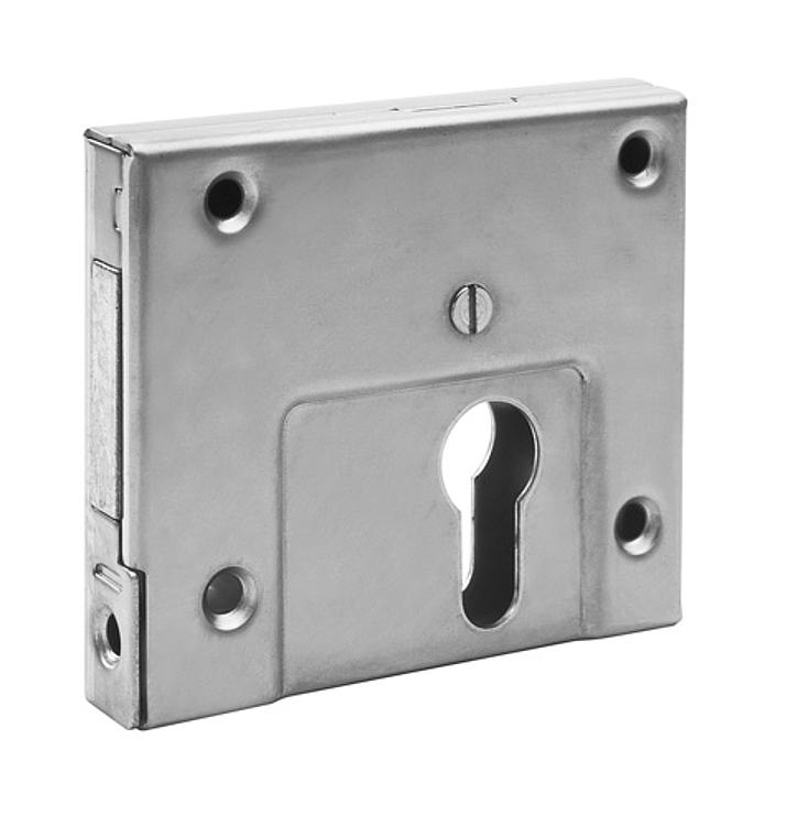 AMF 49ZNI Riegelschloss mit Winkelschließblech, V2A, Kastenbreite: 95 mm, Schließung: PZ - LE 49ZNI Riegelschloss mit Winkelschliessblech - V2A-Abbildung