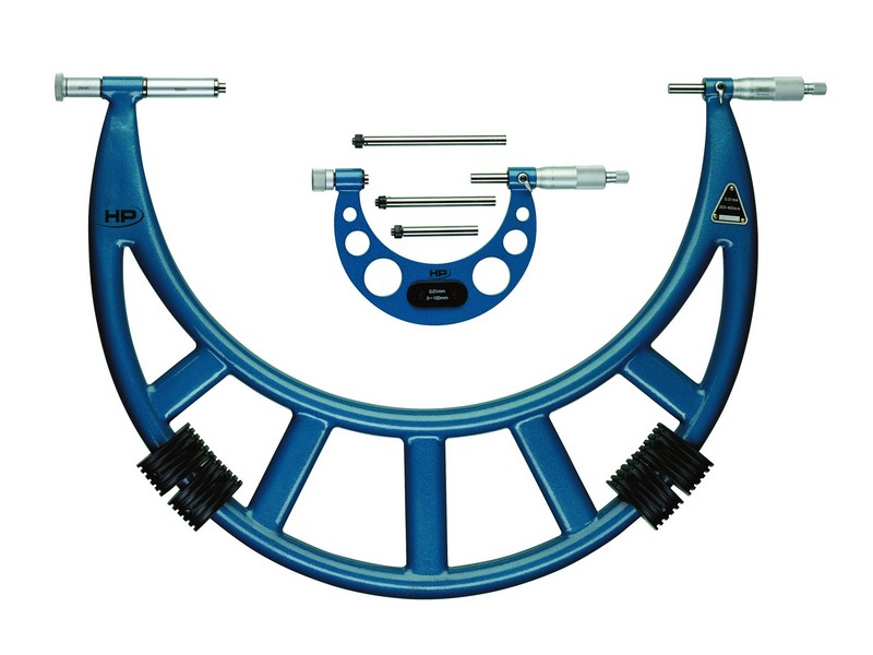 Helios Preisser 0819 517  Bügelmesschraube mit auswechselbaren Einsätzen  900-1000 mm Messbereich, Messtrommel-ø 24 mm, 0,5 mm Steigung, Leichtmetallbügel - Helios Preisser 0819 Buegelmesschraube mit auswechselbaren Einsaetz