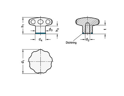 Ganter 5435-50-M10-MT-E Edelstahl Sterngriffe, Hygienic Design - GN 5435 Edelstahl Sterngriffe - Hygienic Design-Abbildung