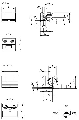 Norelem 21240-0600 GLEITWAGEN DRY LIN® W, FESTLAGER - Norelem 21240 Gleitwagen DryLin W