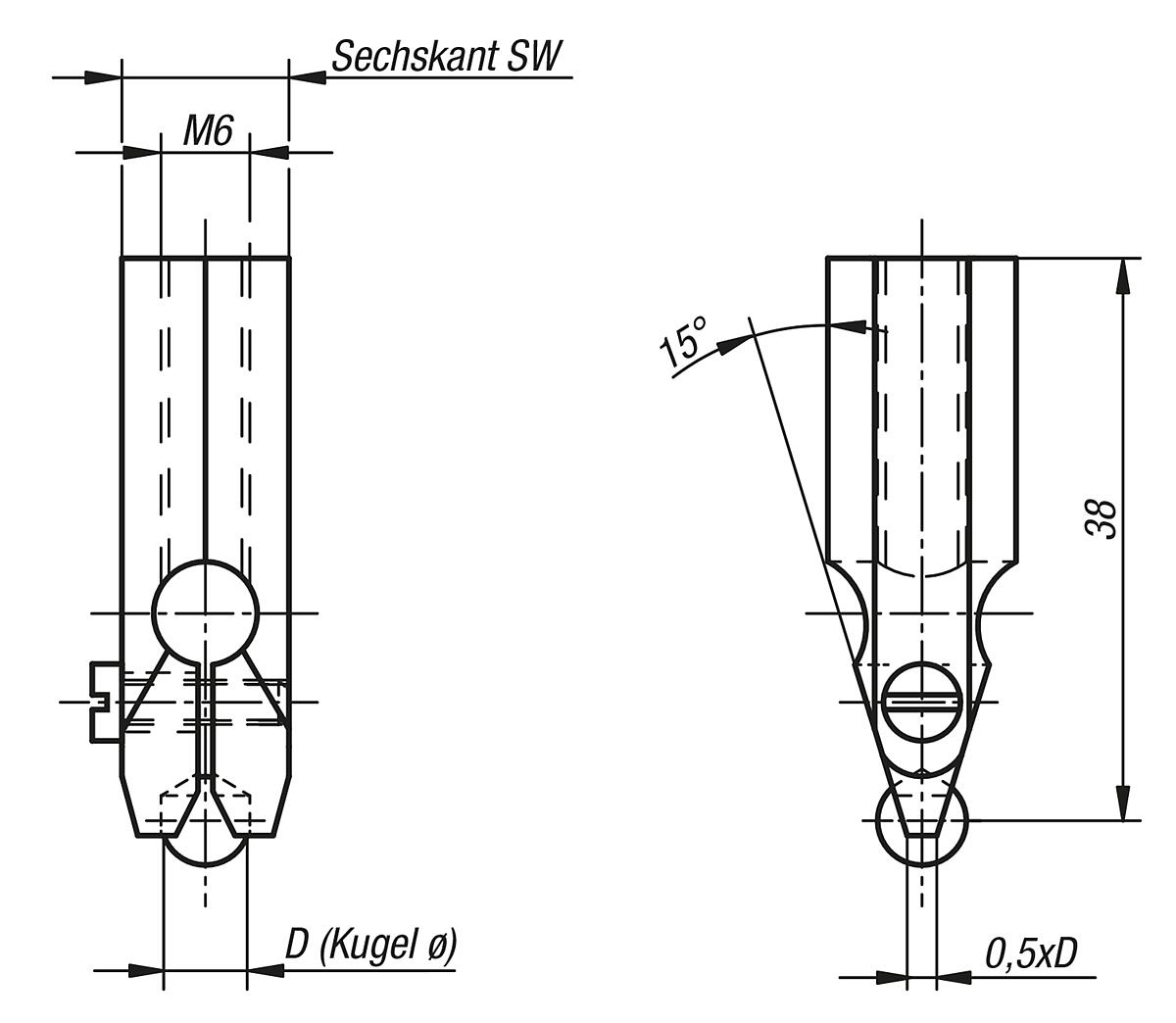 Norelem 33205-04000 KUGELHALTER, D=4 - NLM 33205 Kugelhalter - Massblatt