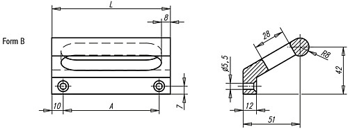 Norelem 06952-086051 WINKELPROFILGRIFF FORM B, A=86, SCHWARZ ELOXIERT - Norelem 06952-B Winkelprofilgriffe - Form B