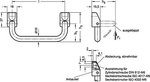 Ganter 425.5-100-NI EDELSTAHL KLAPPGRIFF - GN 425-5 Edelstahl Klappgriffe-Skizze