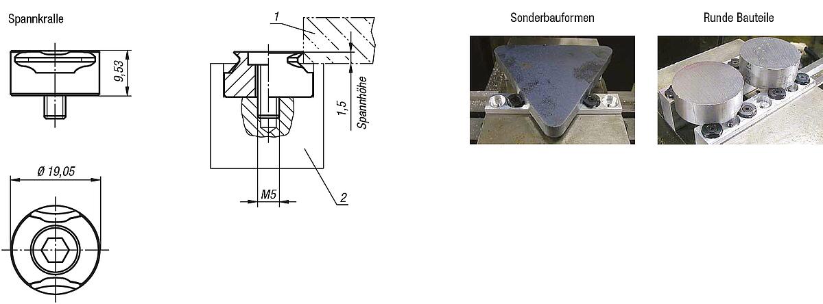 Norelem 04440-0919 SPANNKRALLE RUND, - NLM 04440 Spannkralle rund - Massblatt
