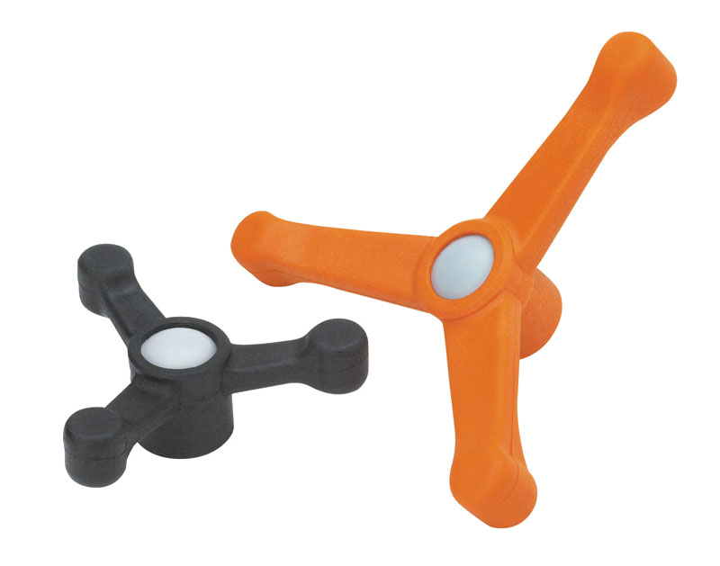 Leschhorn D214 Handräder mit drei Armen D 137; d 38; Gewinde d1 M12; Kunststoff PA, schwarz, Gewindebuchse - Boteco D214 Handraeder mit drei Armen