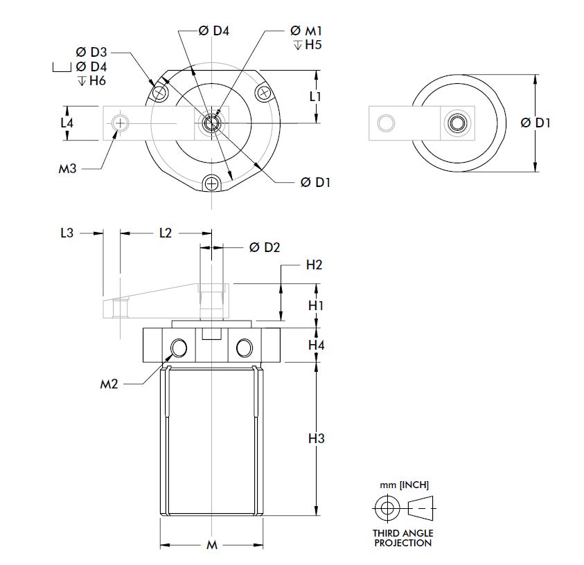 DESTACO 8215-LA Pneumatische Schwenkspanner, Spannkraft 300N, Gesamthub 31,8mm, Kolben 38,1mm, Schwenkrichtung: rechtsschwenkend (RH),Ohne Spannarm und Spindel - DESTACO 8000 - 8200 - 8400 Serie Pneumatische Schwenkspanner - TZ