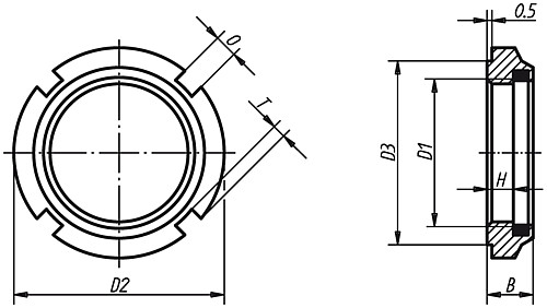 Norelem 07595-10 NUTMUTTER MIT ELASTIC STOPP, D1=M10X1 - Norelem 07595 Nutmuttern mit Elastic Stopp